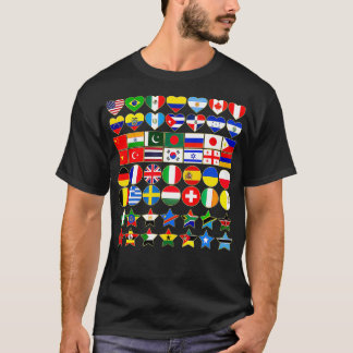 Flaggor i Land i jorden i Geometric Shap T Shirt