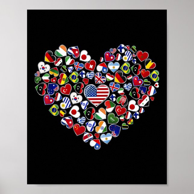 Flaggor i Land i världen, ett kulturcentrum Poster (Framsidan)