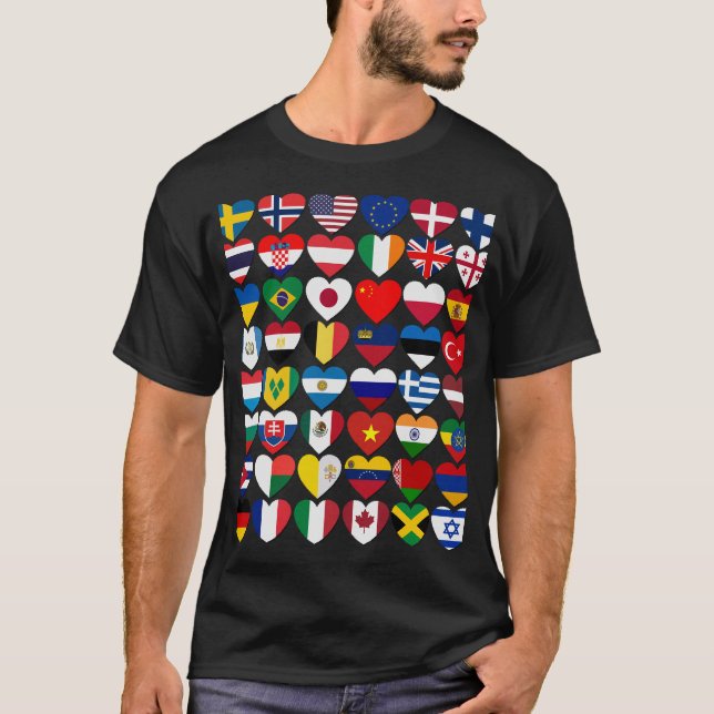 Flaggor i Land i världen, Internationell T Shirt (Framsida)
