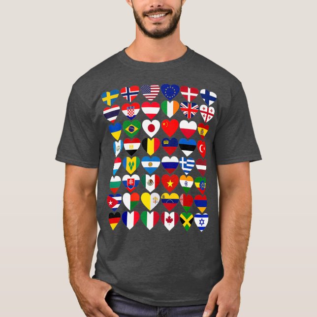 Flaggor i Land i World International T Shirt (Framsida)