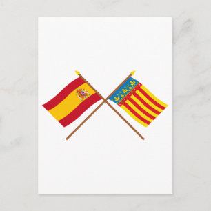 Flaggor i Spanien och Valencia Vykort