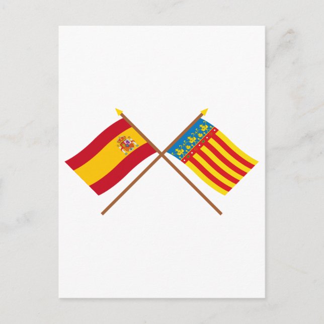 Flaggor i Spanien och Valencia Vykort (Framsida)