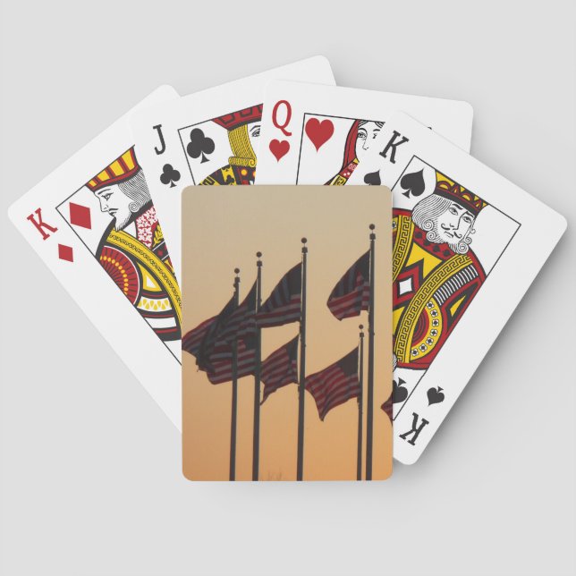 Flaggor i Sunset American Patriotic USA Casinokort (Baksidan)