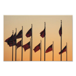 Flaggor i Sunset American Patriotic USA Fototryck