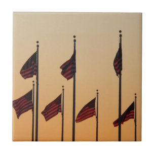 Flaggor i Sunset American Patriotic USA Kakelplatta