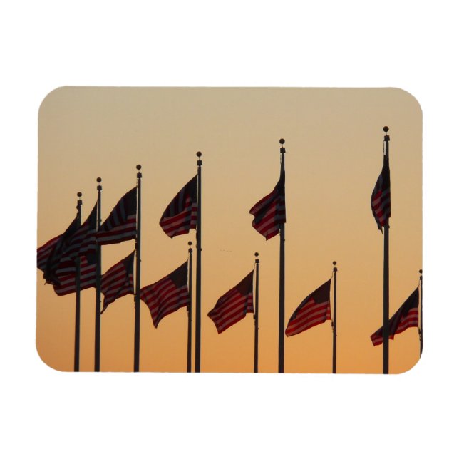 Flaggor i Sunset American Patriotic USA Magnet (Horisontell)
