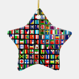 Flaggor i världen julgransprydnad keramik