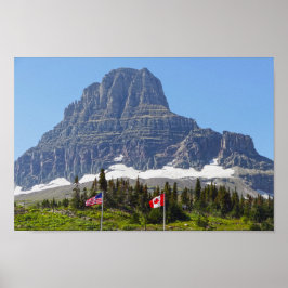 Flaggor, Logan Pass, Clements Mountain, Montana Poster