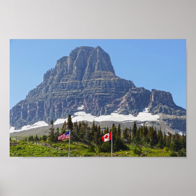 Flaggor, Logan Pass, Clements Mountain, Montana Poster (Framsidan)