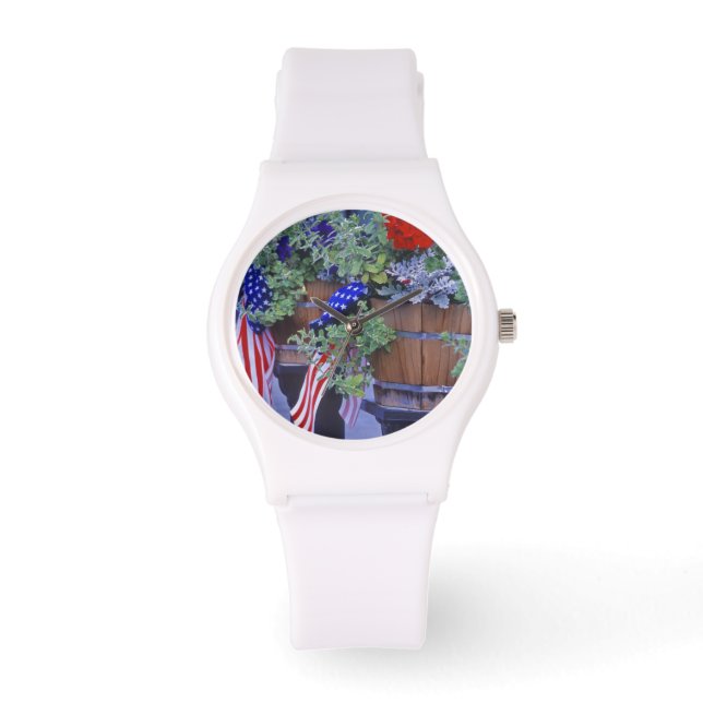 Flaggor och blommor i Philipsburg Montana Armbandsur (Framsida)