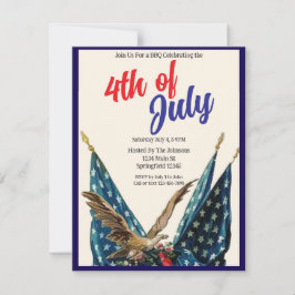 Flaggor och Eagle Patriotic 4:e juli BBQ Party Inbjudningar