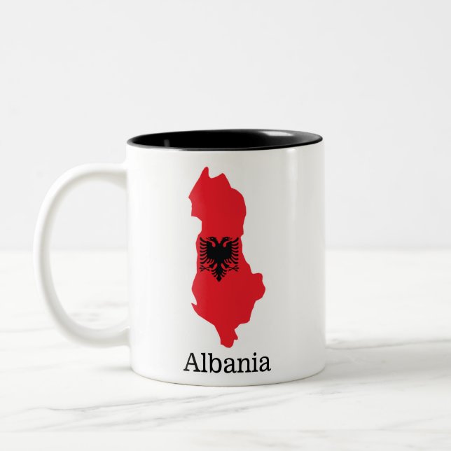 Flaggor och länder Albanien Två-Tonad Mugg (Vänster)