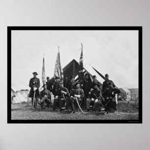 Flaggor & Officers nära Washington, DC 1863 Poster