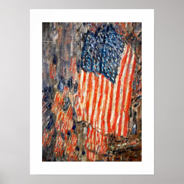 Flaggor om Waldorf av Childe Hassam. Fin konst Poster (Framsidan)