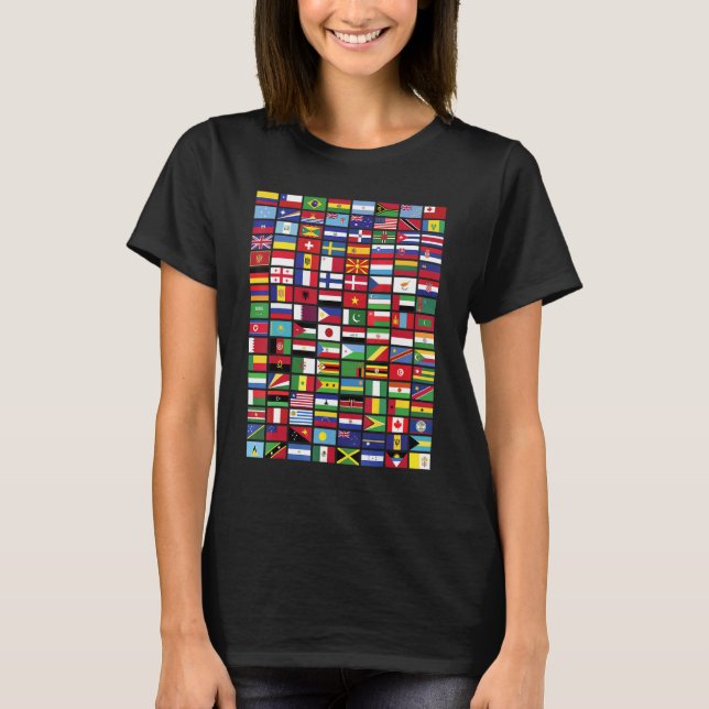 Flaggor - över 100 Land World Geography Vexillo T Shirt (Framsida)
