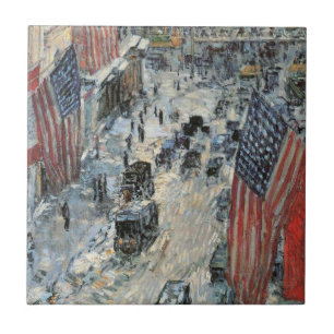 Flaggor på 57:e gatan av Frederick Childe Hassam Kakelplatta