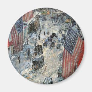 Flaggor på 57:e gatan av Frederick Childe Hassam Magnet
