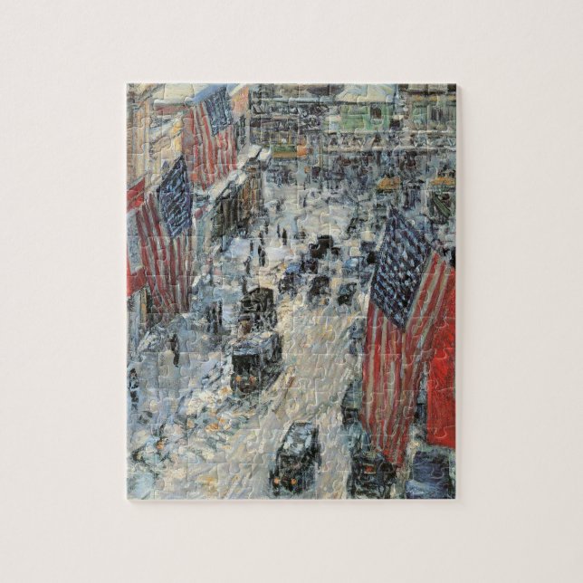 Flaggor på 57:e gatan av Frederick Childe Hassam Pussel (Vertikal)