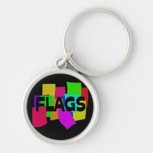 Flaggor Rund Silverfärgad Nyckelring