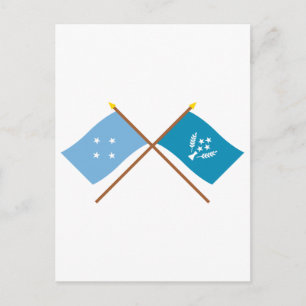 Flaggor som korsas av Mikronesien och Kosrae Vykort