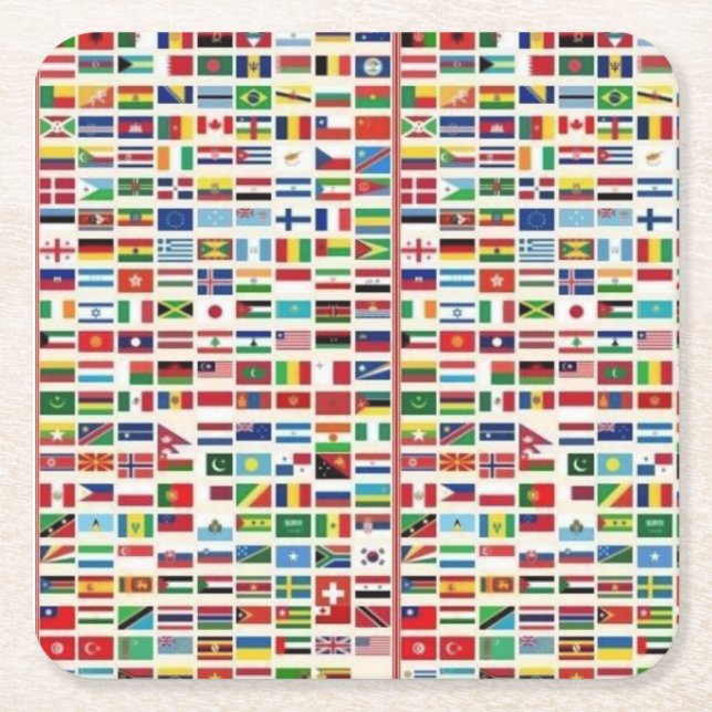 FLAGGOR UNDERLÄGG PAPPER KVADRAT (Framsidan)