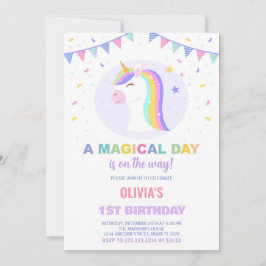 Flaggor Unicorn Birthday-inbjudningar Inbjudningar
