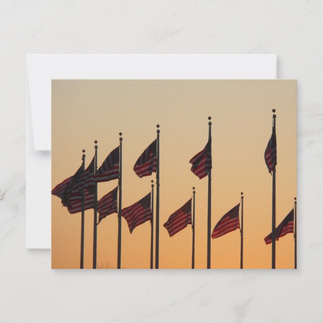 Flaggor vid solnedgång Amerikansk patriotisk USA (Framsida)