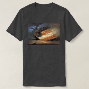 Flaggskeppet Rebel Civil Krig vid Fire of American T Shirt
