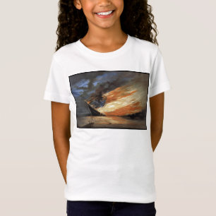 Flaggskeppet Rebel Civil Krig vid Fire of American T Shirt