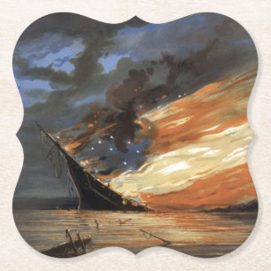 Flaggskeppet Rebel Civil Krig vid Fire of American Underlägg Papper
