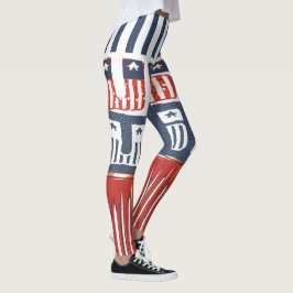 Flaggstil "USA" Mönster Leggings för 4:e Juli