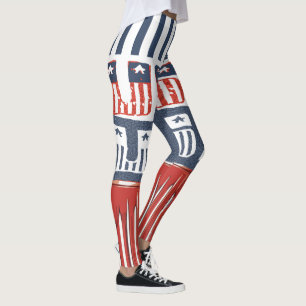 Flaggstil "USA" Mönster Leggings för 4:e Juli