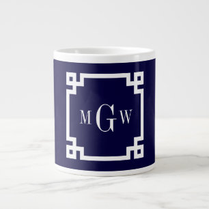 Flaggvit grekiska Nyckel #2, 3-init Monogram Jumbo Mugg