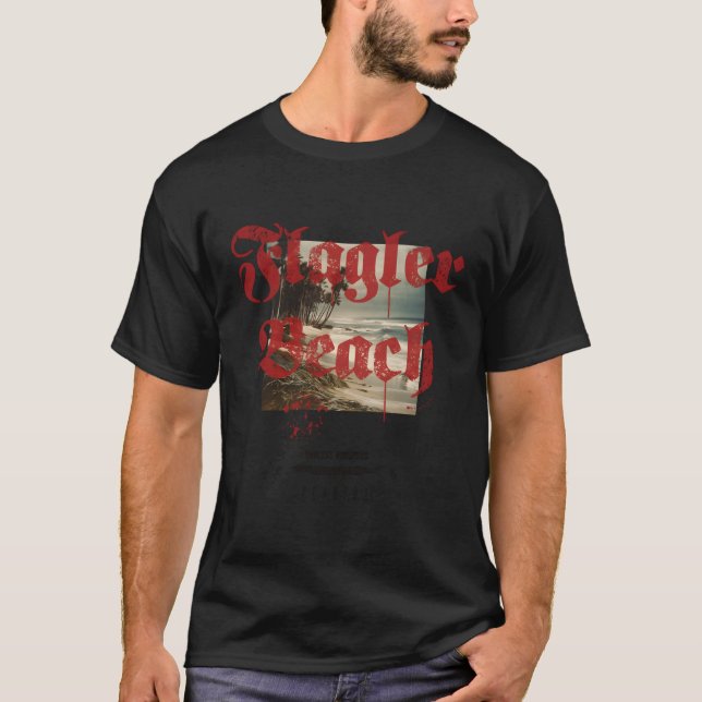 Flagler Beach Florida Fl Tattoo Beach Surfa T Shirt (Framsida)
