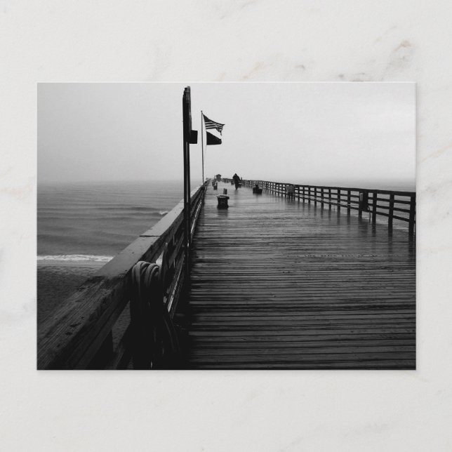 Flagler Beach Pier Black and White Photography Vykort (Framsida)