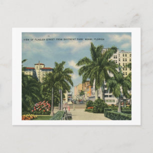 Flagler St., Miami, Florida Vintage Vykort