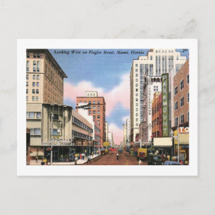 Flagler St., Miami, Florida Vintage Vykort
