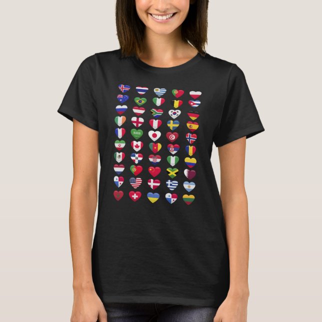 Flags of the countries heart shape t shirt (Framsida)