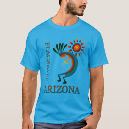 Flagstaff Arizona Kokopelli med Sol Teal T-shirt