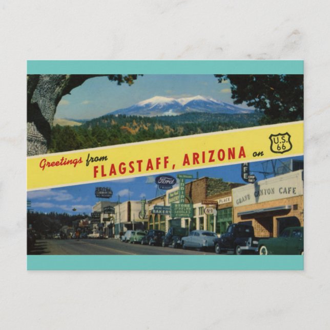 FLAGSTAFF ARIZONA ON US HWY. 66 POSTCARD VYKORT (Framsida)