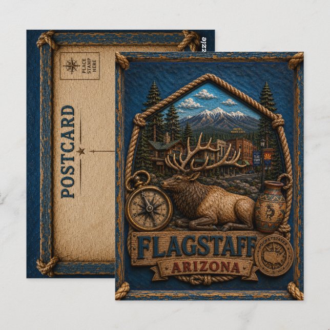 Flagstaff Arizona Vykort Vintage Resa (Fram/baksida)