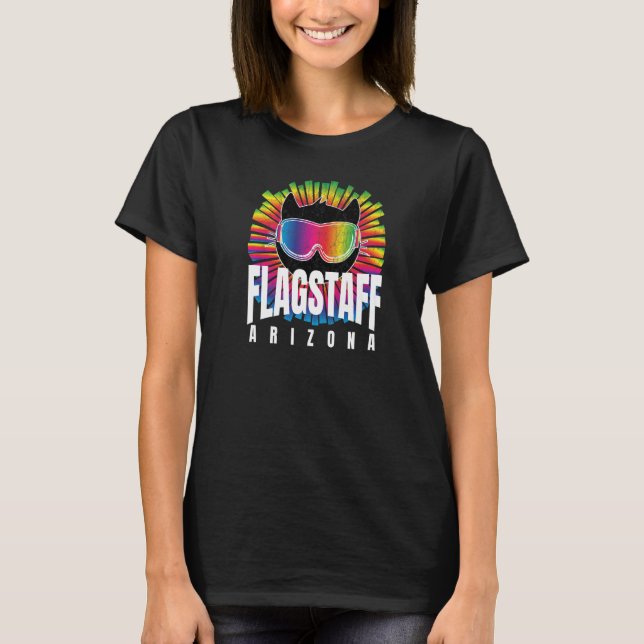Flagstaff Coola Cat w Ski Goggles Flagstaff Rainbo T Shirt (Framsida)
