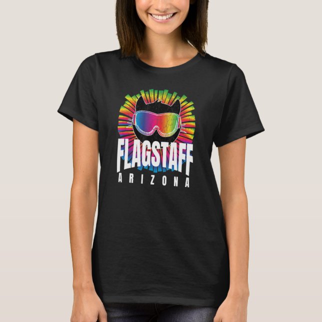 Flagstaff Coola Cat w Ski Goggles Flagstaff Rainbo T Shirt (Framsida)