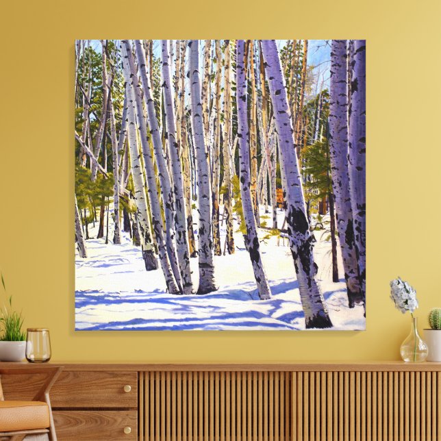 Flagstaff Vinter Asp Landskap – Daniel Fishback Canvastryck (Insitu (Vardagsrum))