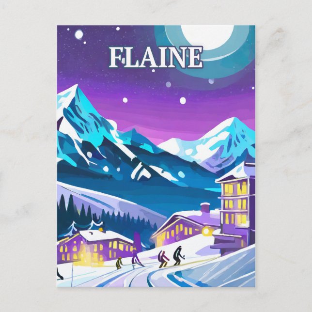 Flaine : Art Moderne dans les Alpes enneigées Vykort (Framsida)