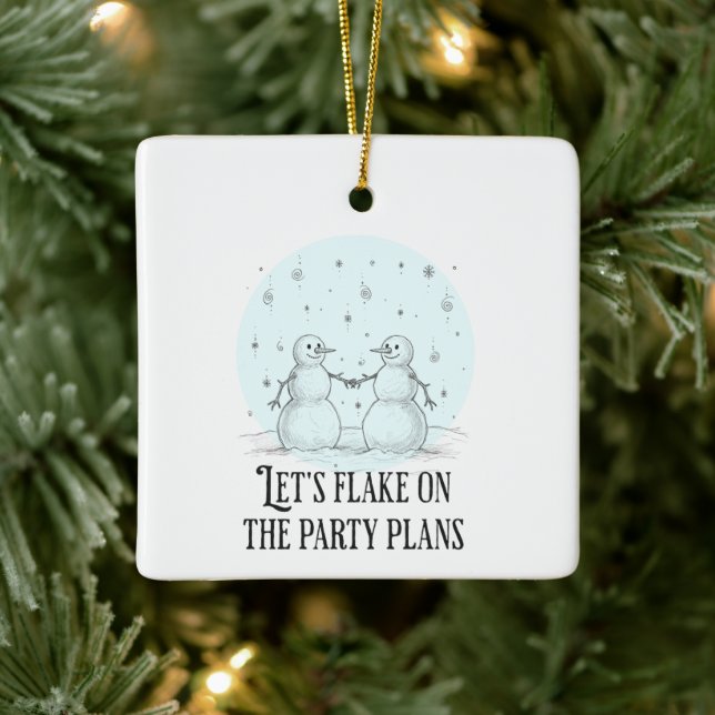 Flake on Holiday Party Snowmen Pun Christmas Ceram Julgransprydnad Keramik (Träd)