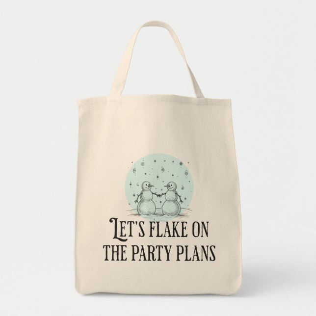 Flake on party plans funny snowman tote gift tygkasse (Framsidan)