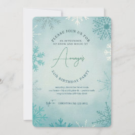 Flakes Frame Winter Birthday Bash Invitation Inbjudningar