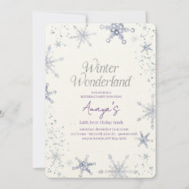 Flakes Frame Winter Birthday Bash Invitation Inbjudningar