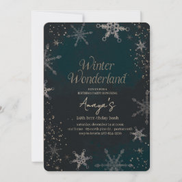 Flakes Frame Winter Birthday Bash Invitation Inbjudningar
